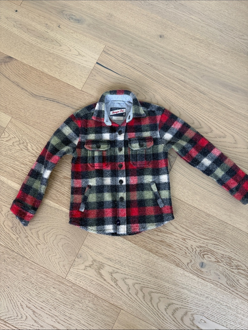 johnnie-O Red, Green & Black Plaid Button-Down Shirt Jacket